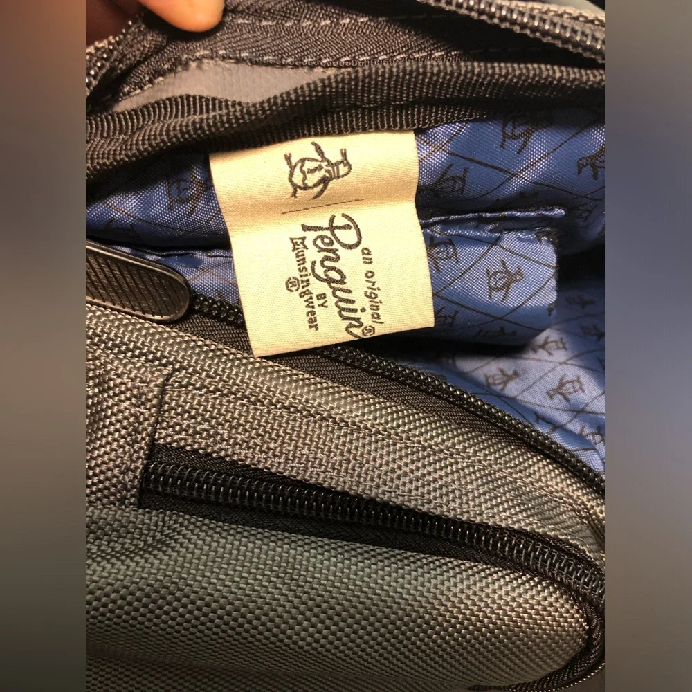 Original Penguin Gray and Black Men's Backpack with Multiple Pockets